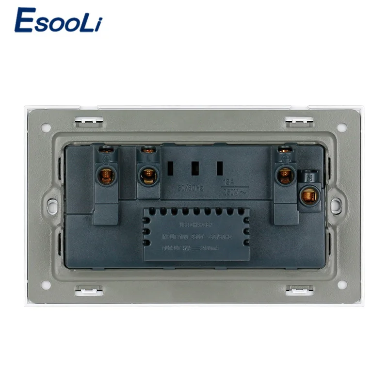 Стеклянная панель Esooli 13 А двойная розетка стандарта Великобритании с