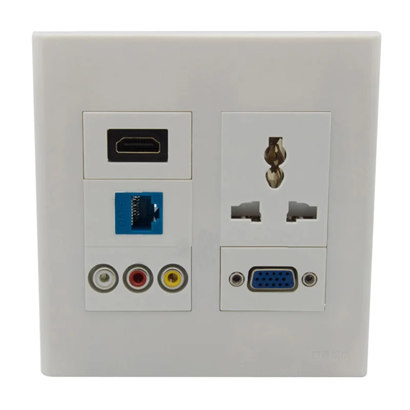 Настенная розетка HDMI штекер Смарт DIY Гнездо Мощность полосы VGA CAT6 RJ45 3RCA AV AC