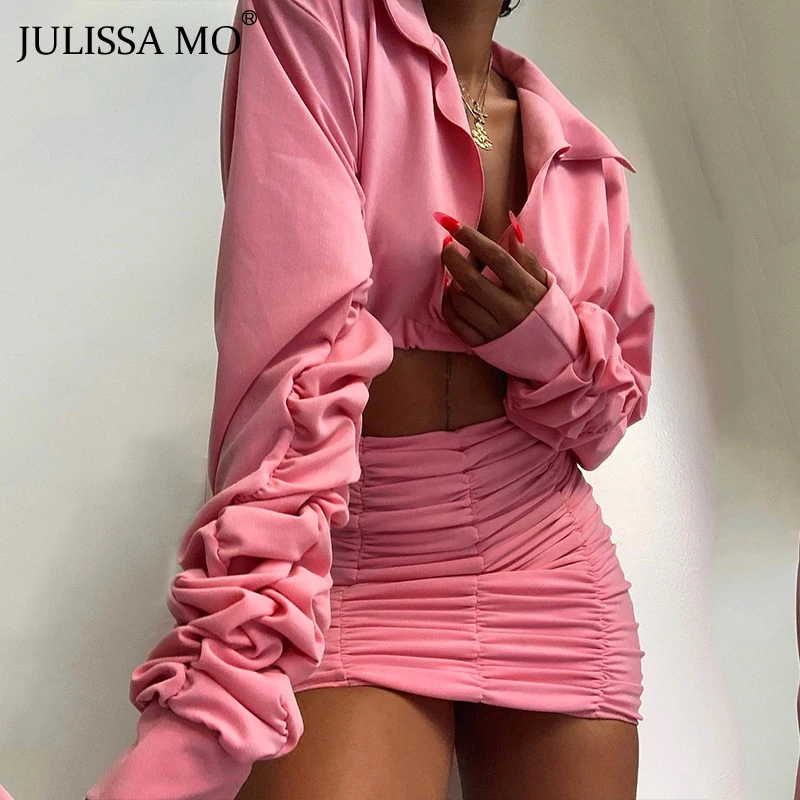 Женское облегающее платье JULISSA MO из двух предметов с рюшами и V образным вырезом