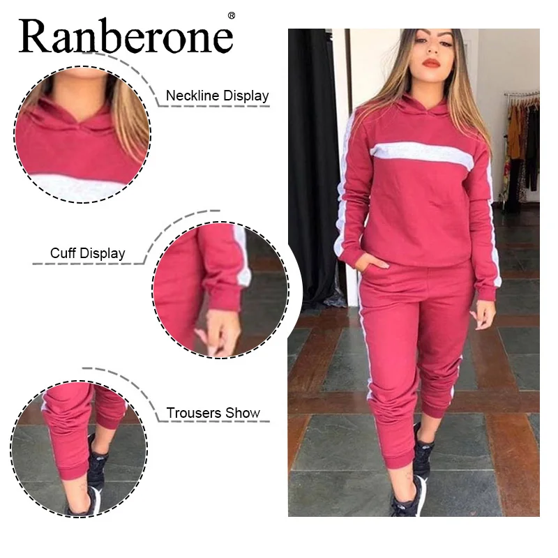 Ranberone Two Piece Pants Set  Fall Clothes Matching Set Women Gym Sport Sets Autumn Outfits Tracksuit Set Sportswear Suit
