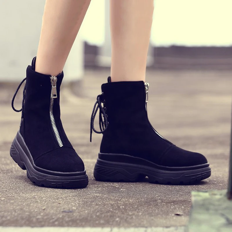 Женские Плюшевые Ботинки Ботильоны на плоской подошве зимние ботинки 2018 | Обувь