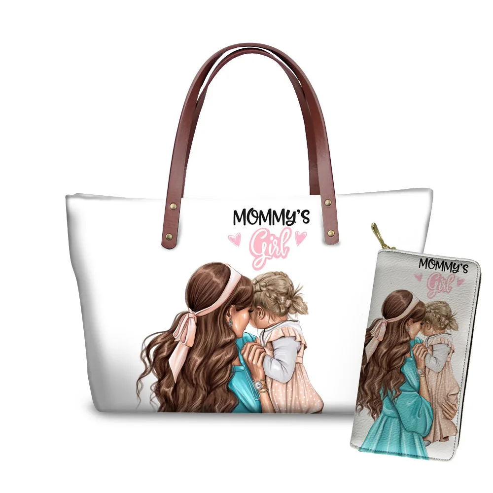 YQ3989ALZ21 FORUDESIGNS/сумки-шопперы для женщин, королевская принцесса, супер мама и ребенок, роскошные сумки и кошелек с принтом, набор, женские пляжные сумки, женская сумка - Цвет: YQ3989ALZ21