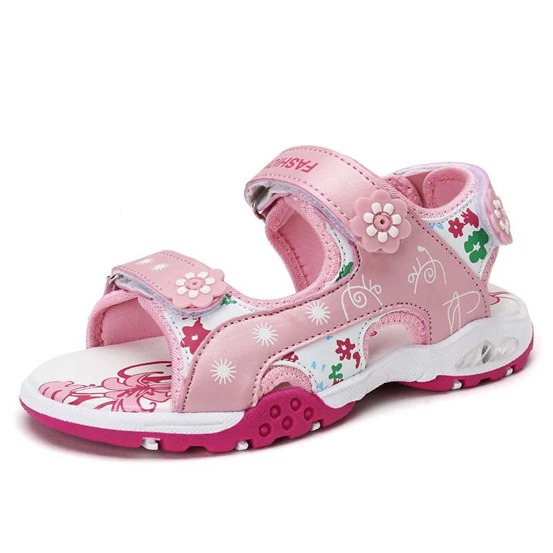 

Girls Sandals Summer Cute Print Strawberry Flat Kids Beach Sandals Flower Princess Shoes for Girls Children Sandals SD110