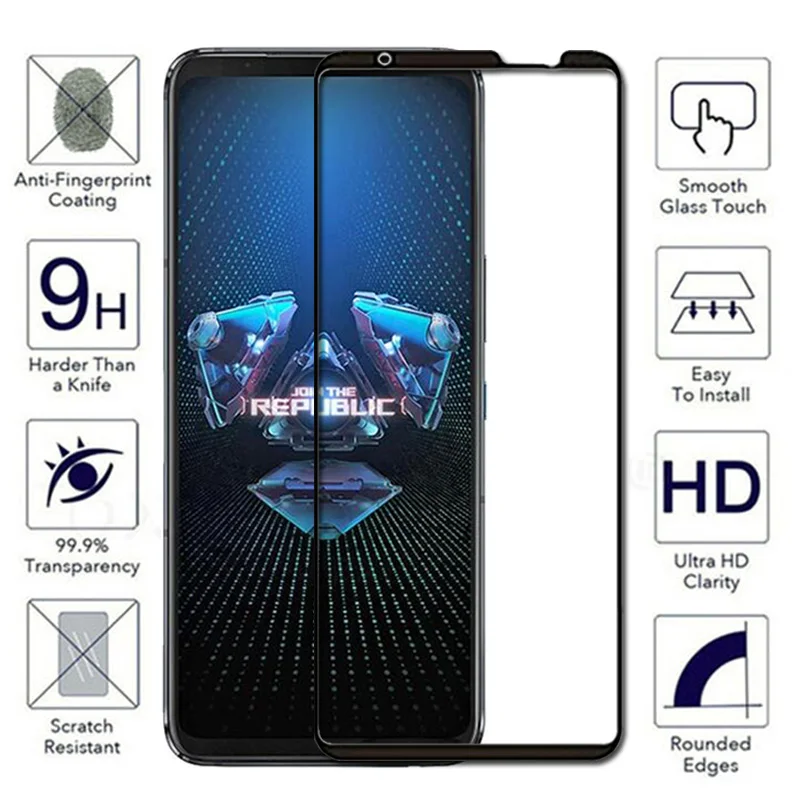 3Pcs/Lot Full Glue Full Cover Tempered Glass For Asus ROG Phone 5 ZS673KS 9H Screen Protector For ROG Phone 5 Protective Glass
