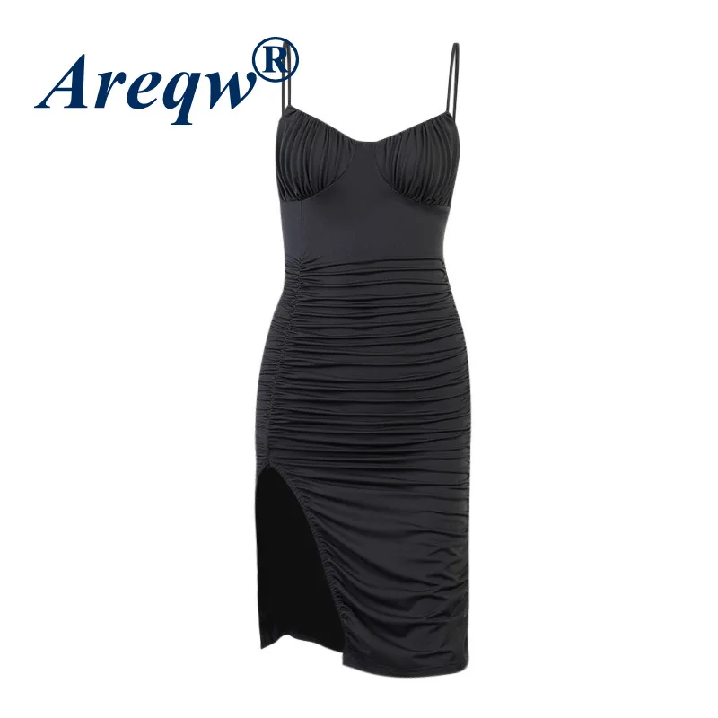 

2021 Summer New Sling Pleated Dress Sexy Slim Slit Sling Skirt Women