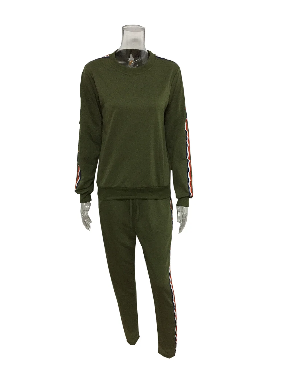 Однотонный модный костюм в полоску 2019 женский спортивный из двух предметов