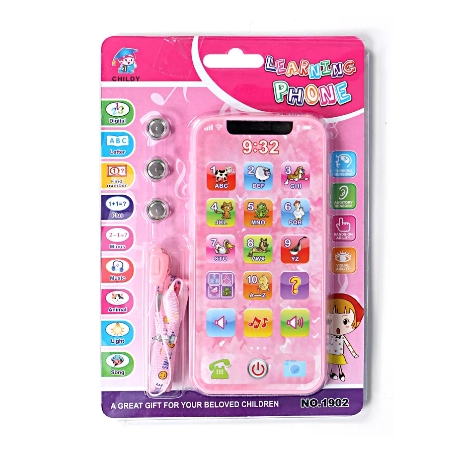Pink-in English Children's Toy Musical Light-up Phone Baby Portable Telephone in Russian Chirstmas Gift Math Dummy Educational Mobile Smartphone - Цвет: Pink-in English