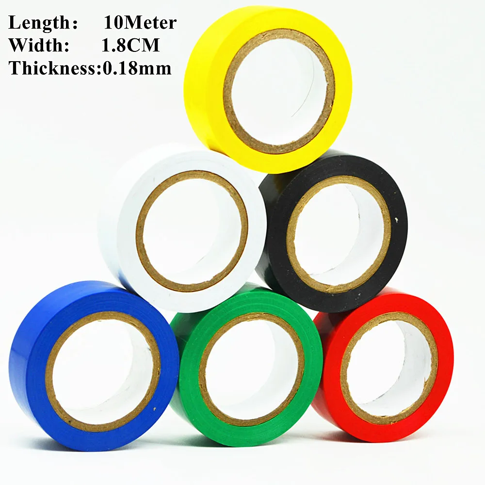 

10Meters Colorfull Electrical Tape PVC Wear-resistant Flame Retardant Lead-free Insulating Waterproof Eletrician Tape