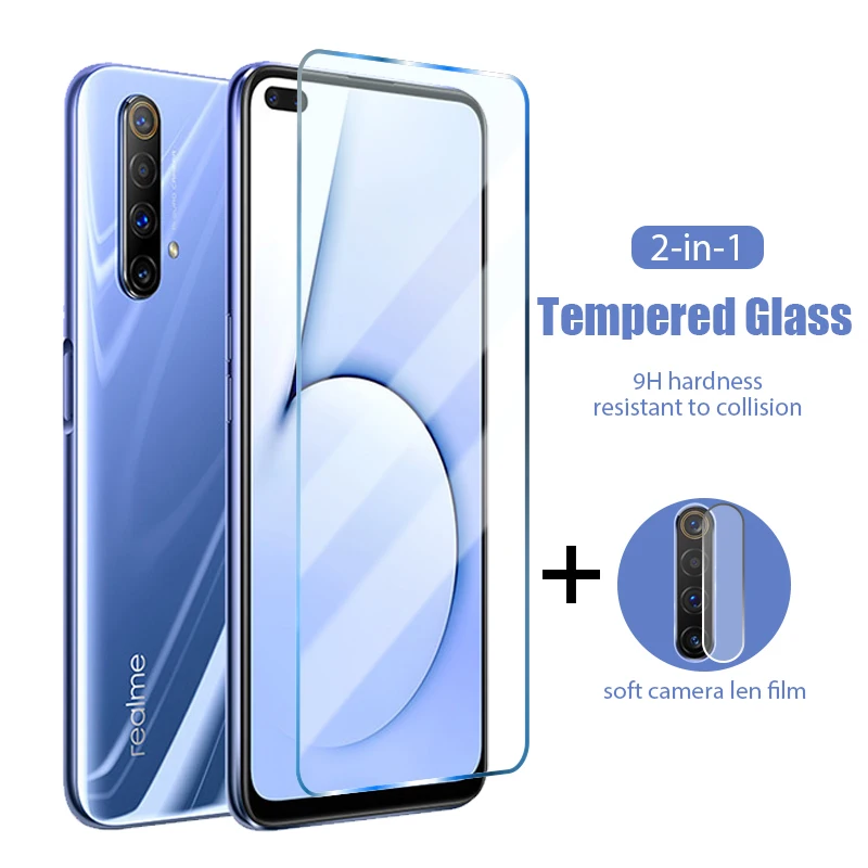 2 в 1 закаленное стекло для realme C3 (3 камеры) C11 C17 C15 C12 C3i C2 C1 защита экрана Realme Q2i Q2 Pro Q