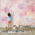 Современные Простые фотообои с розовыми перьями, 3D абстрактное художественное настенное украшение для гостиной, спальни, домашнего декора