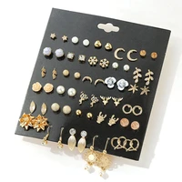 new earring set 30 pairs earrings crystal peach heart moon flowers earrings fashion jewelry for women and girl