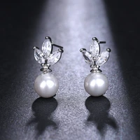 be8 luxury imitation pearl stud earrings for women bridal gifts aaa cz stone jewelry wholesale mujer brincos ae46
