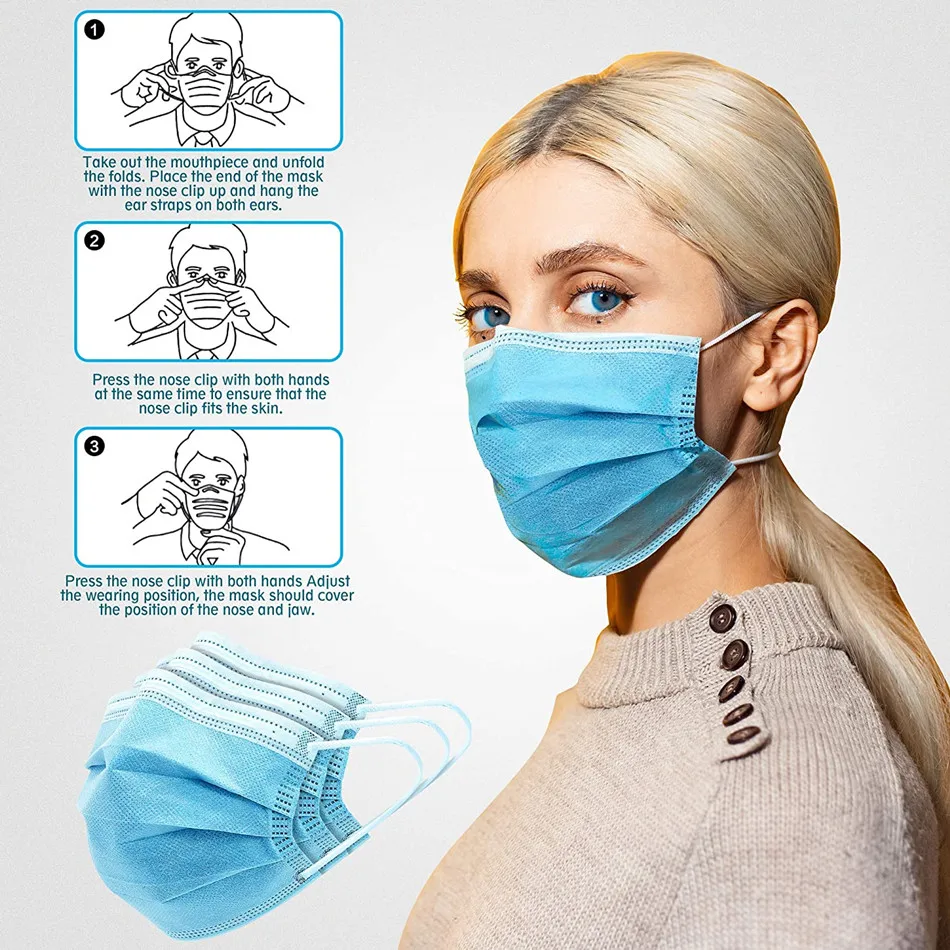 5 200 шт. одноразовые маски для лица 》 нетканый 3 Слои слоя маска полости рта фильтр