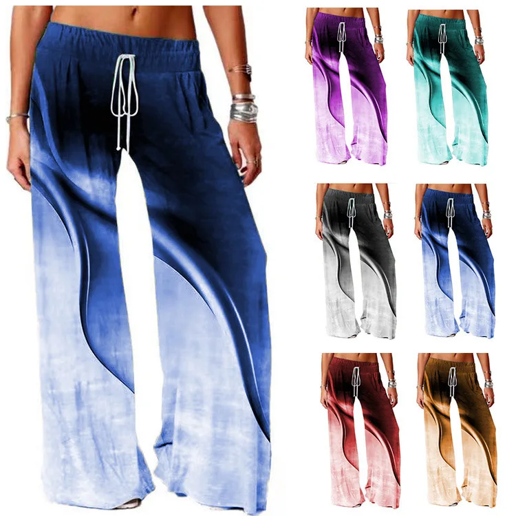 

Брюки женские с широкими штанинами, модные Мягкие штаны с градиентом и высокой талией, уличная одежда