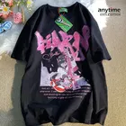 Женская футболка из 100% хлопка, розовая Милая мультяшная футболка для девочек, Японская уличная одежда в стиле Харадзюку, милые повседневные топы, свободная летняя футболка