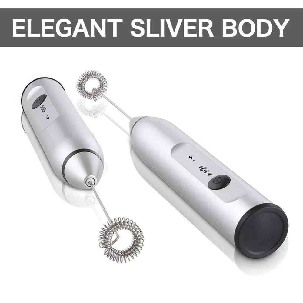 Электрический ручной вспениватель молока 2 венчика пенообразователь кухонный