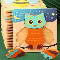 quality thicken 3d wood puzzle baby toys cartoon animal educational intelligence jigsaw puzzle toys for children early learning