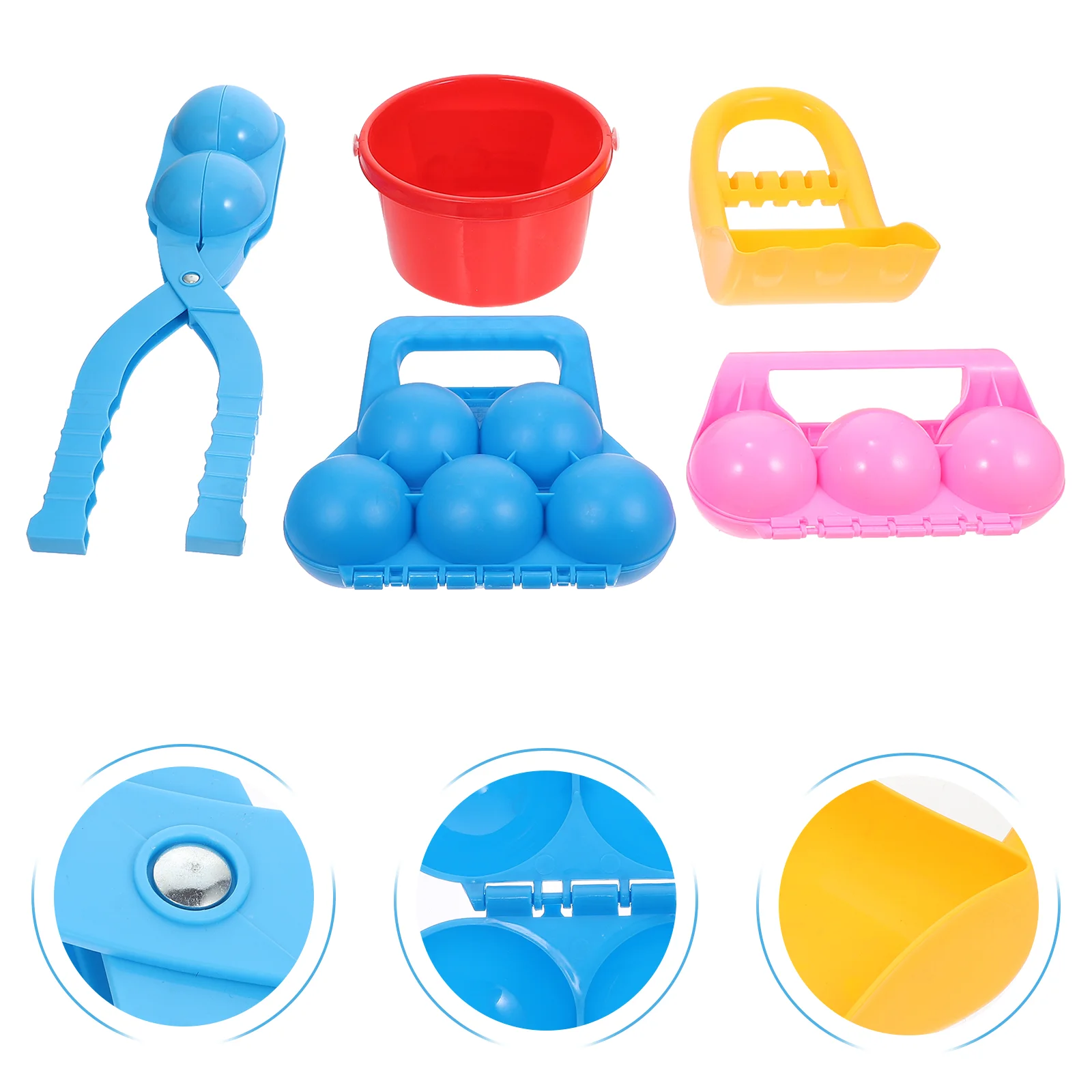 

5 Pcs Winter Snowball Makers Children Snow Making Clips Plastic Snow Bucket