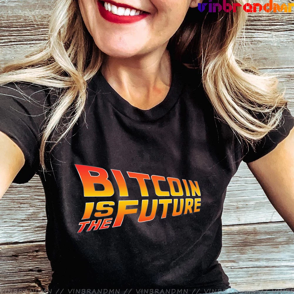 

Красивая футболка для женщин, Биткойн-будущее, хлопковая футболка с короткими рукавами, модный дизайн, футболки BTC для криптовалюты, блокнот...
