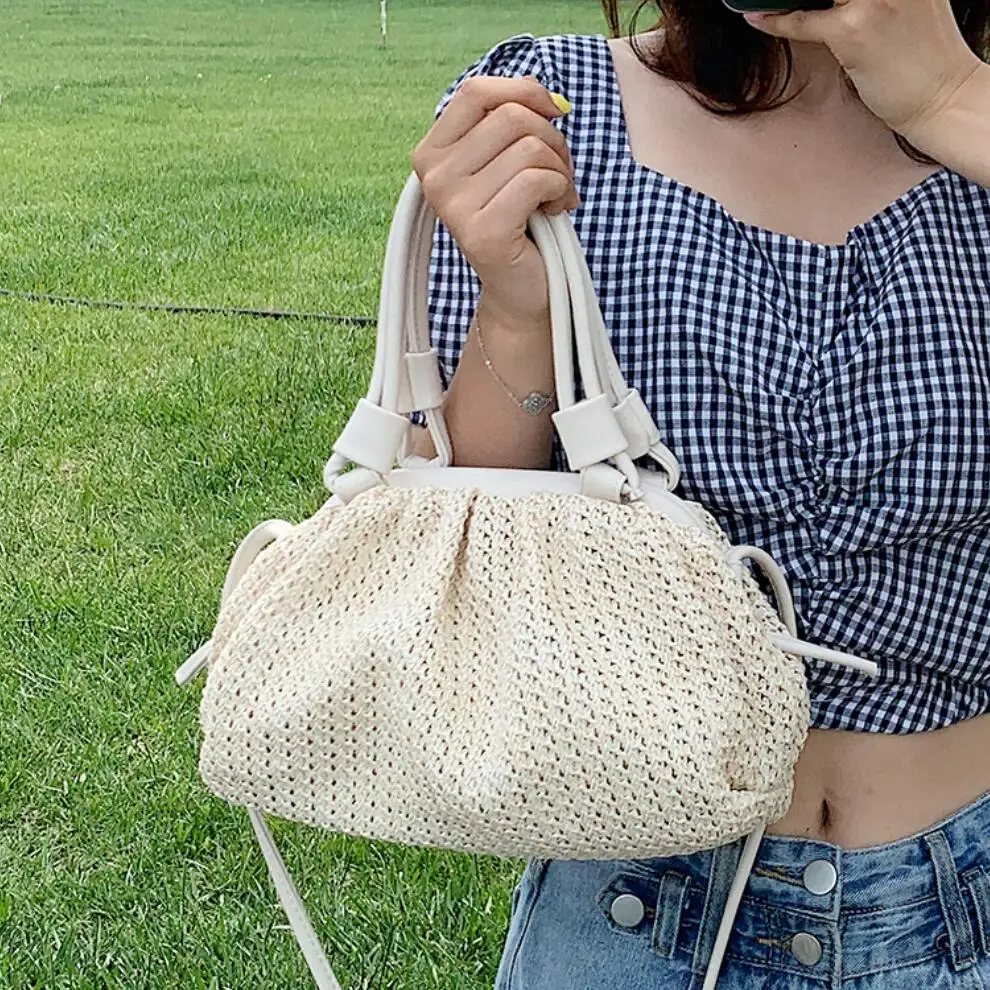 

Elegant Female Large Woven Tote bag 2020 Fashion New High-quality Straw Women's Designer Handbag Travel Shoulder Messenger Bag