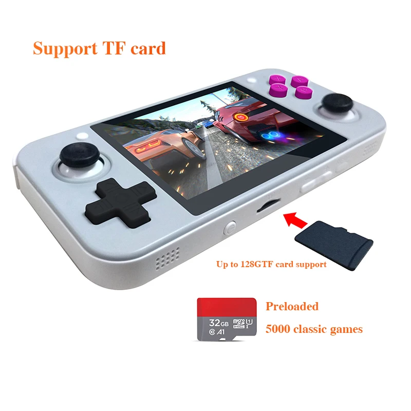 RG350 3.5-дюймовая IPS-экранная ретро-игровая приставка 64 бита 2500+ с картой 16G+128G TF для системы с открытым исходным кодом.