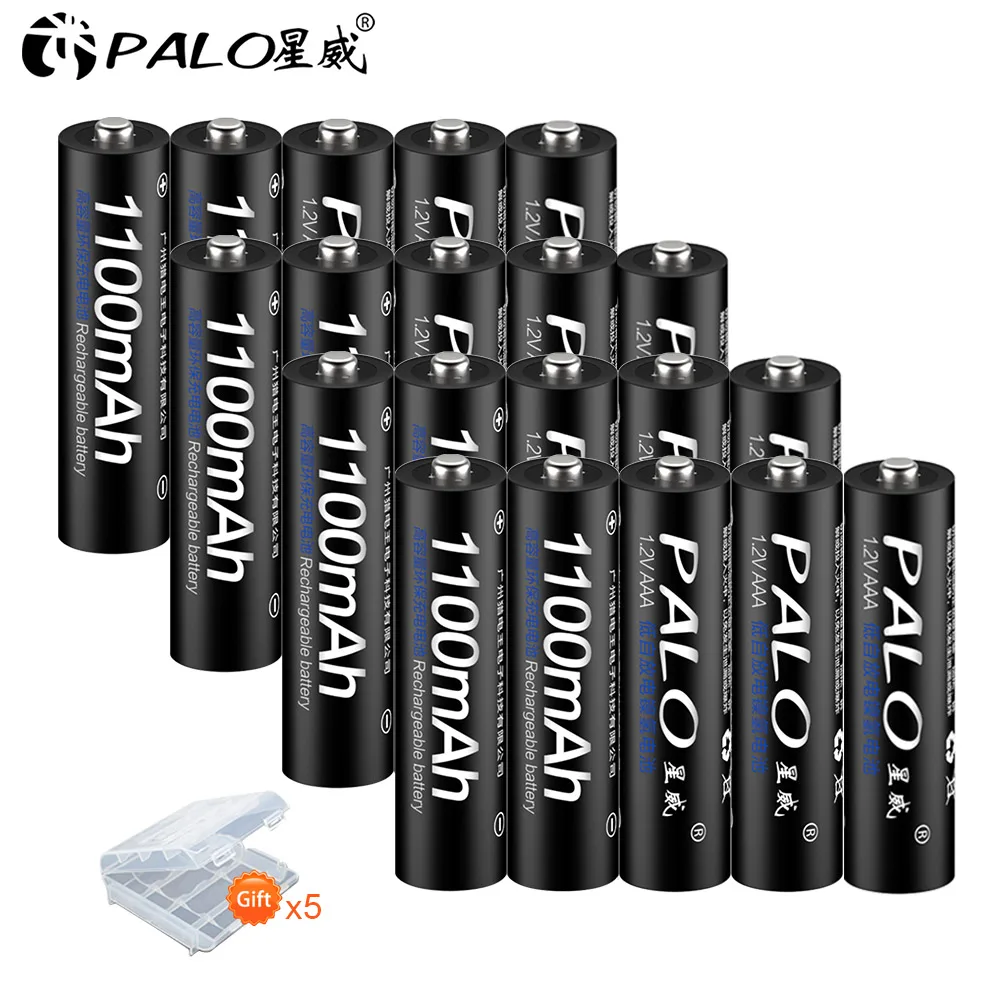 2 шт./лот PALO ni-mh AAA батарея 1100mAh 1,2 V перезаряжаемые батареи 3A Аккумуляторы для игрушек дистанционного управления, игрушки для камеры - Цвет: 20xAAA