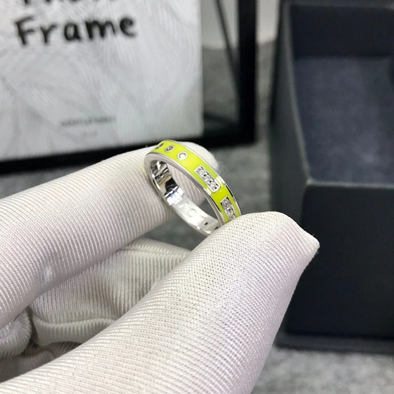 

Fashion Charm Pure 925 Silver Original 1:1 Copy, LOVE Morse Code Ring With Colorful Stones For Women Jewelry Gift Finger Rings