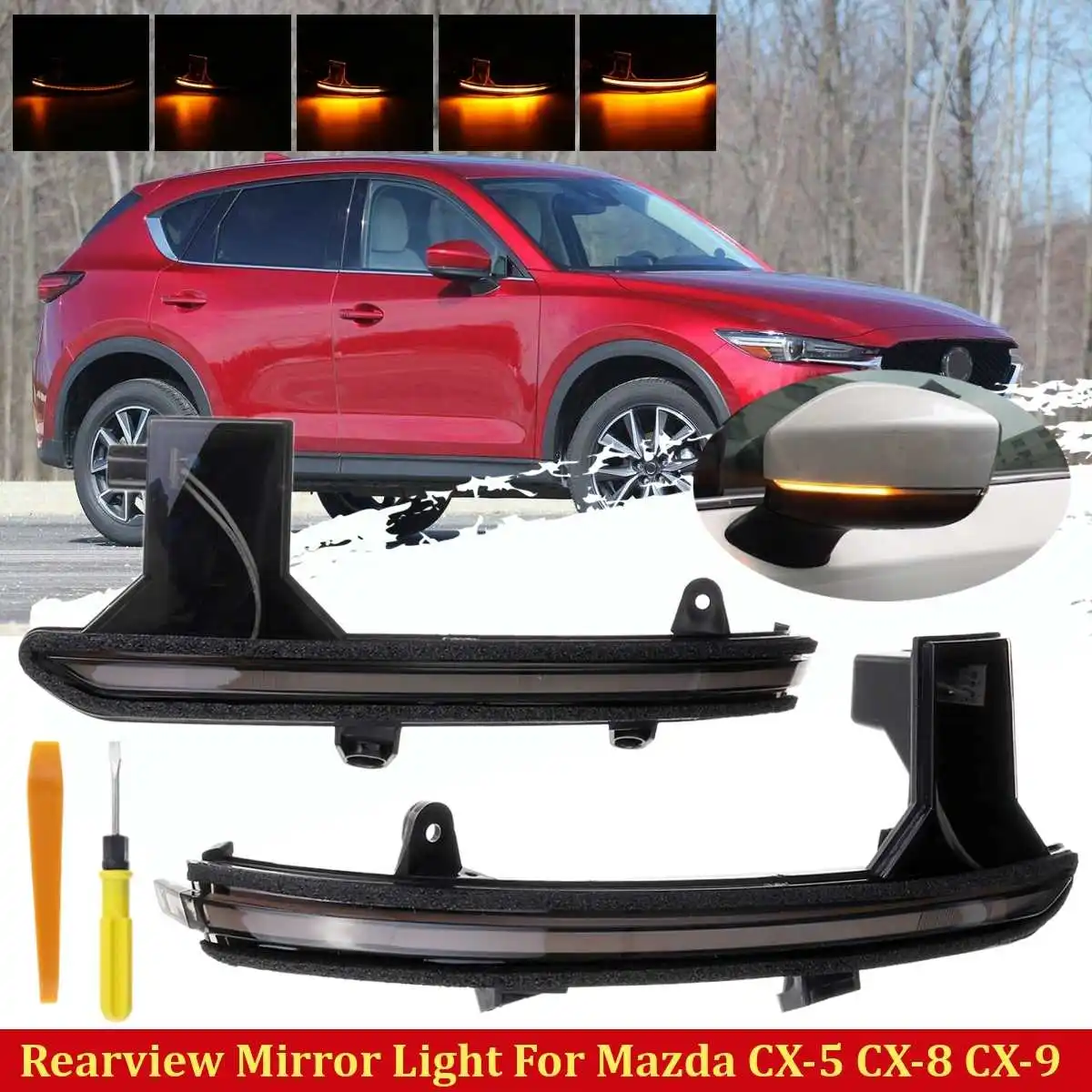Flow smoke lens Автомобильная зеркальная сигнальная лампа для Mazda CX-5 Cx5 CX-8 Cx8 CX-9 зеркало заднего вида свет боковое крыло индикатор для зеркала поворотное мигание - Испускаемый цвет: Flow smoke lens