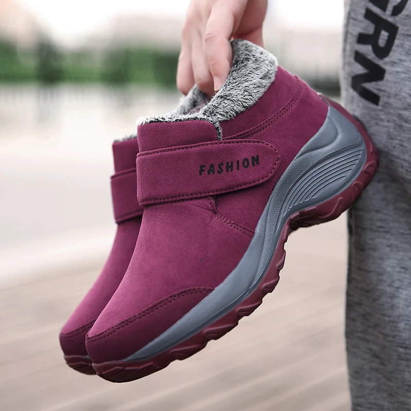 2019 зимние женские ботинки теплые ботильоны на меху платформе красные без