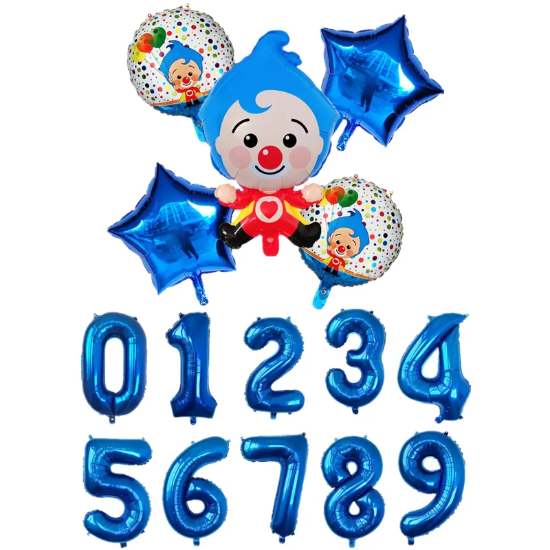 

Plim Plim Foil Balloon Baby Shower 32Inch Number Balloon Set Birthday Party Decorations Kids Clown Balloon Party Supplies