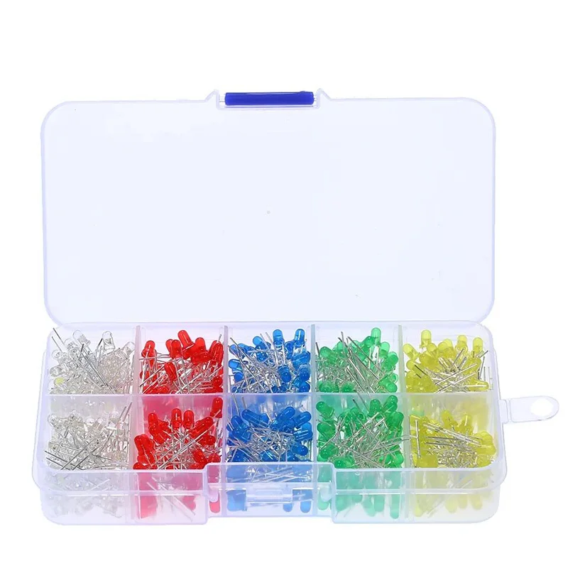 

200pcs LED light emitting diode electronic components 3mm/5mm various colors DIY classification kit white yellow red blue green