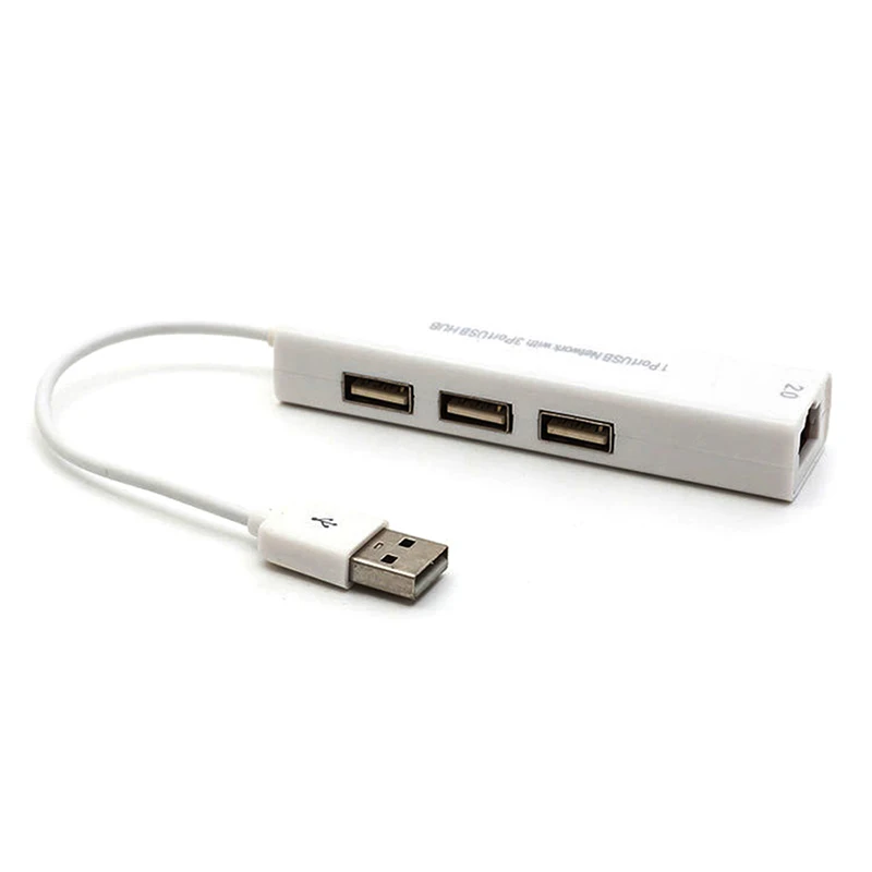 USB Ethernet с 3 портами usb хаб 2 0 RJ45 Lan сетевая карта в адаптер для ПК концентратор