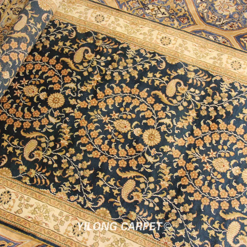 

Yilong 2.5'x12' handmade persian silk carpet rectangle hand knotted striped rug runner (YJH111B)