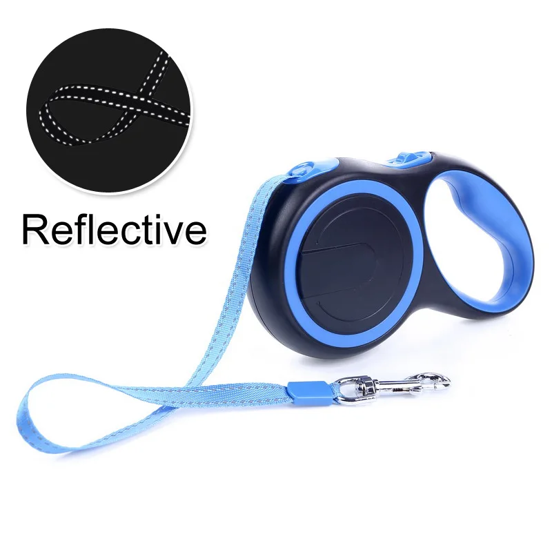 Reflective Blue Автоматическая выдвижная собаку поводок для больших собак прочного нейлона домашние привести светоотражающие выдвижной, для щенков прогулки поводки для питомцев продукты - Цвет: Reflective Blue
