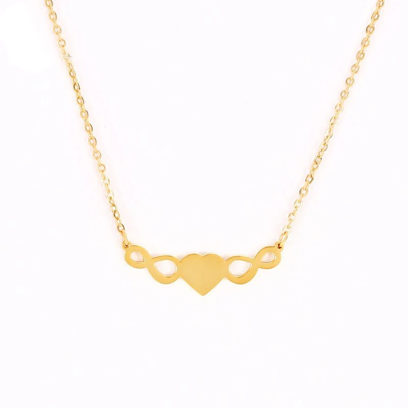RIR изящное сердце с двойным бесконечным ожерельем из нержавеющей стали золотая