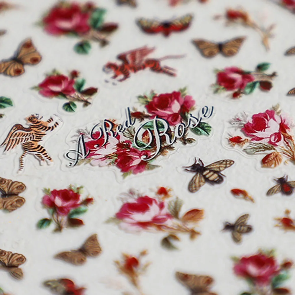 

5D Nail Art Angel Rose Garden Sticker Jewelry Embossed Flat Butterfly DIY Glamour Nail Art Decoration Manicure