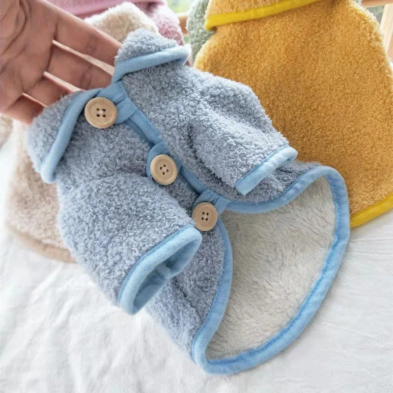 Флисовая теплая куртка для собак зимнее пальто кошек длинная плюшевая Одежда