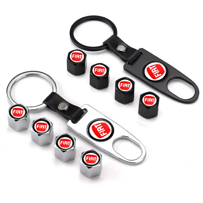 Автомобильный металлический ключ брелок с крышкой клапана шины для Fiat Panda Bravo Punto