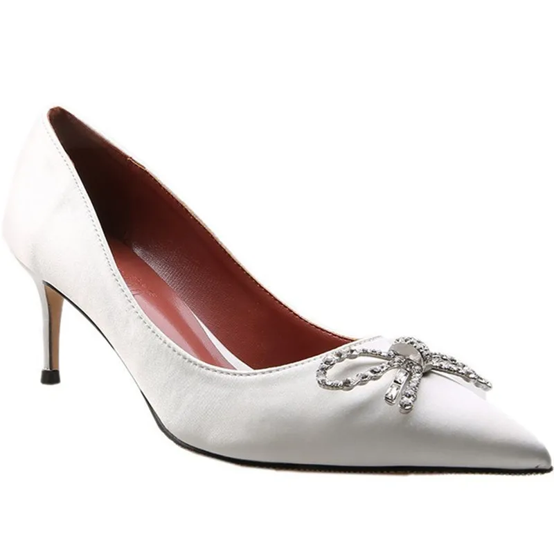 

Gold Heels Bow Shoes Sexy Pump Square Toe Slip On Pointed Wedge 2021 Sandals Ladies Lace-Up Crossdressers Casual Branded Beige