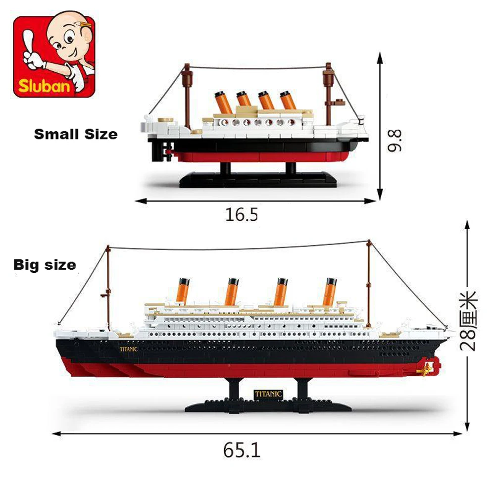 Конструктор Sluban 0577 RMS совместимый с титаником круизный лайнер 3d модель лодки