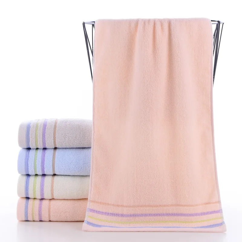 2шт 75*34 см полотенце из чистого хлопка для лица супермаркета вышивка в полоску