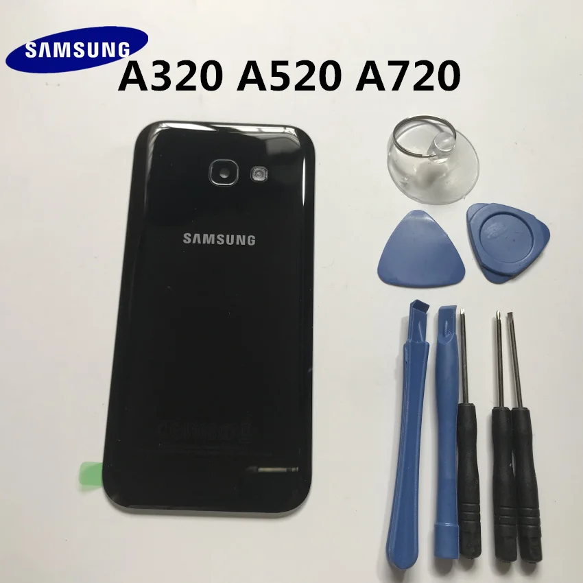 samsung Galaxy A3 A320 A5 A520 A7 A720 задняя панель Батарея стекло задняя дверь крышка предварительно клейкие наклейки+ Инструменты