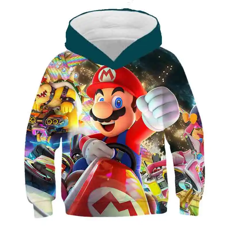 

Mario Children Hoodie 3D Print brothers Game Cartoon Pattern For Boys Girl Kids Spring and Autumn clothing Funny O-Neck Clothing