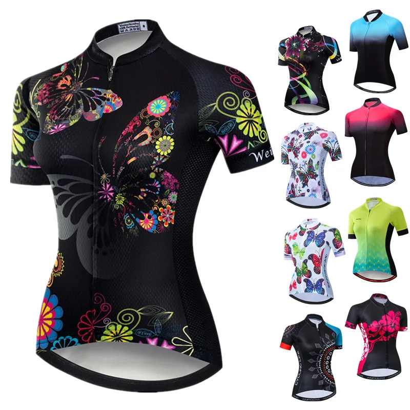 

Веломайка Weimostar женская с бабочками, профессиональная командная одежда для велоспорта, майка для велоспорта с защитой от УФ излучения, Джер...