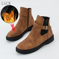 plus size 34 43 new women martin boots round toe classic ankle boots female shoes winter warm martin boots head thick snow boots