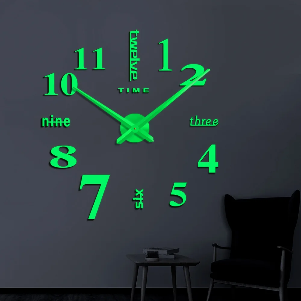 Светящиеся Популярные креативные большие Daylighting DIY настенные часы Современная