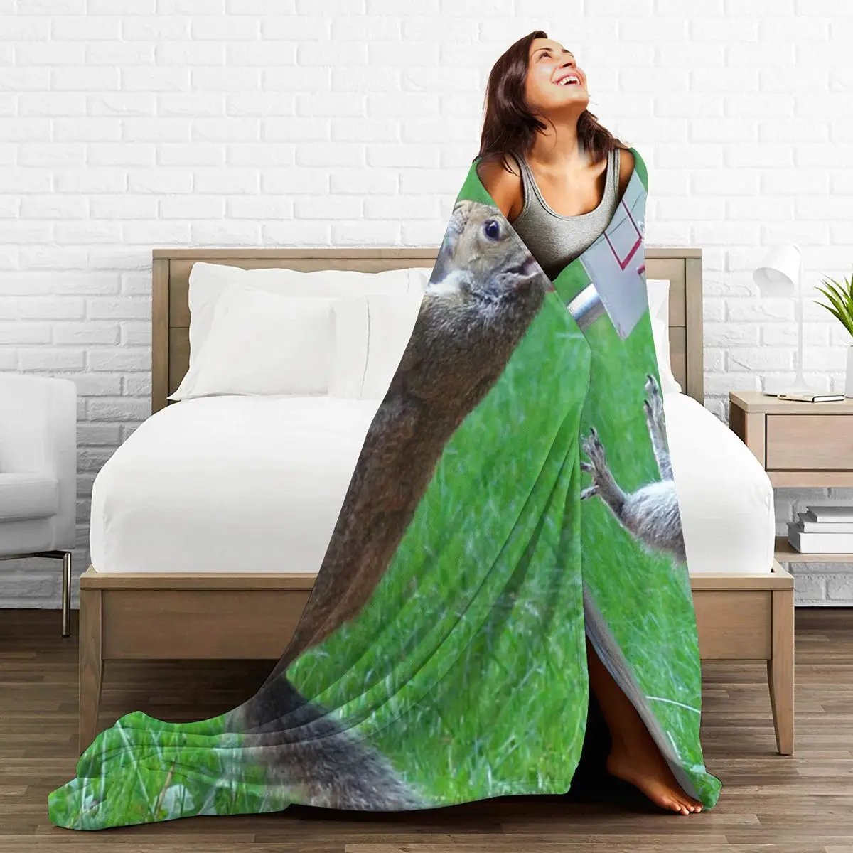 

Cute 3D Squirrel Printing Flannel Blanket Sheet Bedding Soft Blanket Bed Cover Home Textile Decoration Blanket