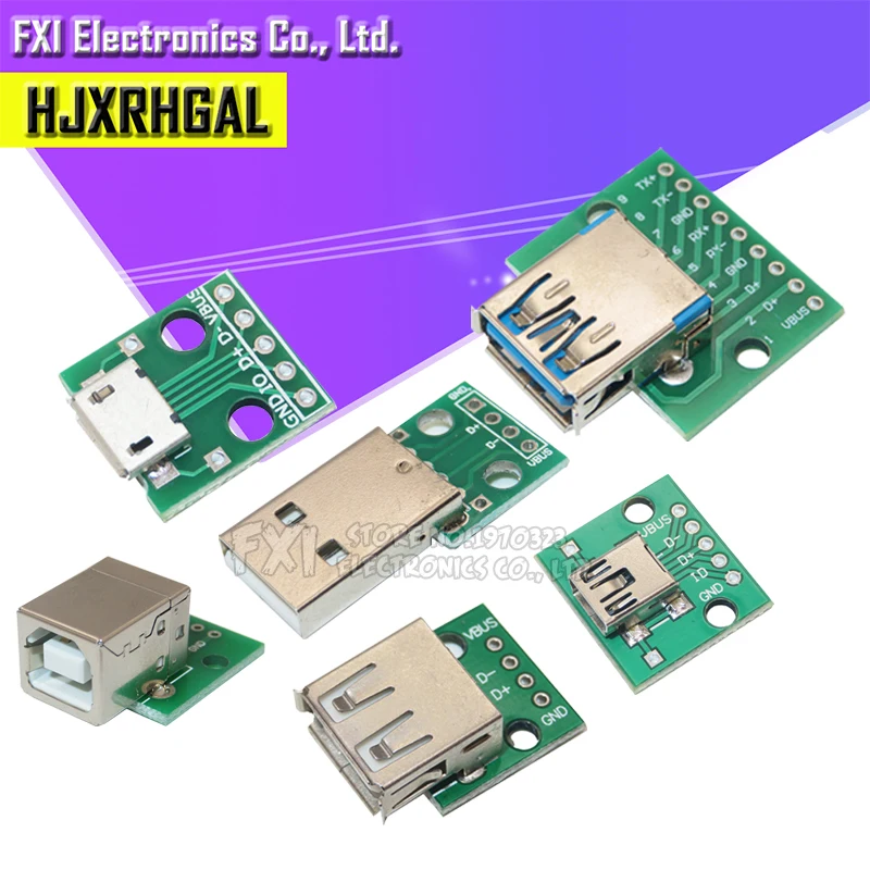 1 шт. USB разъем типа папа/MINI MICRO Для DIP адаптера 2 54 мм 5pin гнездовой B Тип 0