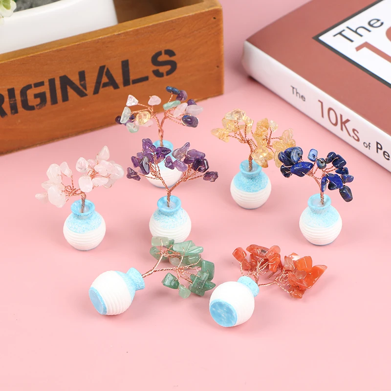 

1pcs Mini Crystals Money Tree Amethyst Gemstone Trees Feng Shui Home Decor