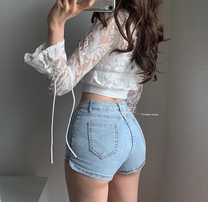 

WOMENGAGA Flowers Summer Tops New French V Neck Lace Ruffle Mesh Transparent Korean Sexy Flared Sleeve White Shirt Blouse PX3F